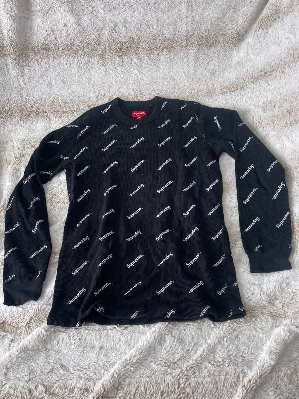 Supreme x Hanes Thermal Logo Print Edition Crew Long Sleeve Shirt Medium